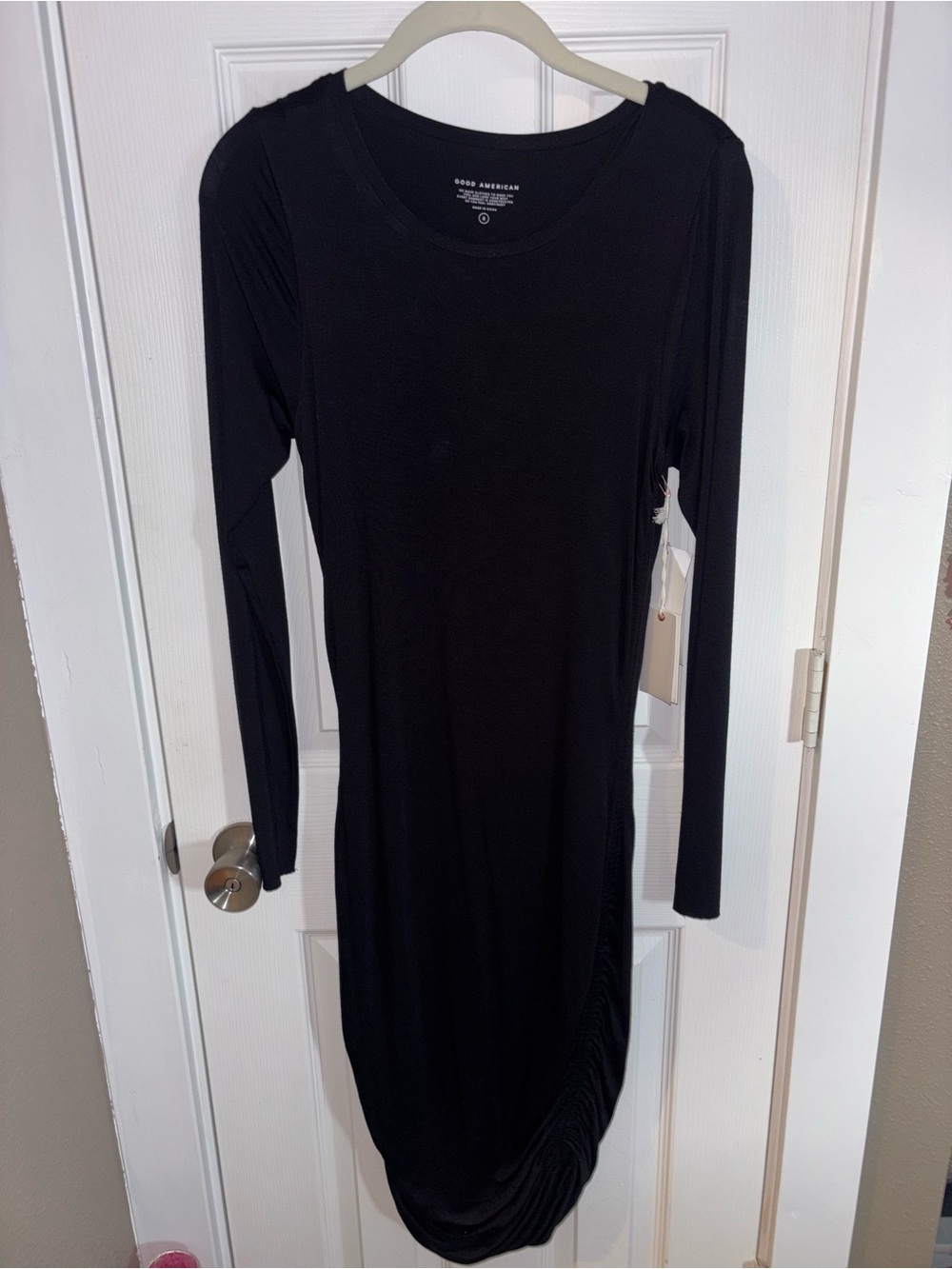 Good American Black Long Sleeve Bodycon Dress NWT